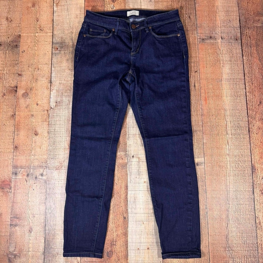 LOFT Outlet Curvy Skinny Jeans Womens 2 Dark Wash Indigo Denim Stretch Pants